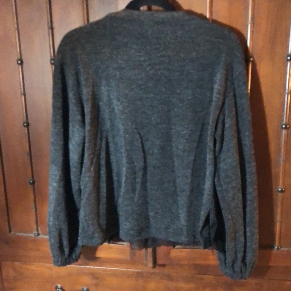 Zara Dark Charcoal top with lace trim details - Picture 2 of 6